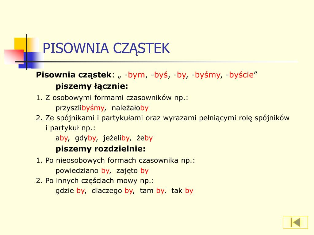 Pisownia Cząstek Bym Byś By Sprawdzian Klasa 5 PPT - ĆWICZENIA ORTOGRAFICZNE Z JĘZYKA POLSKIEGO W KLASACH IV – VI