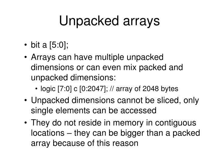 systemverilog unpacked array assignment