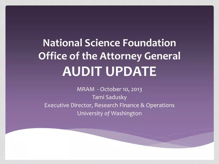 national science foundation office of the attorney general audit update n.