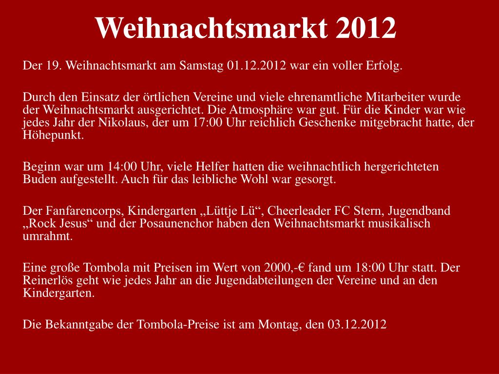 PPT - Weihnachtsmarkt 2012 PowerPoint Presentation, free download -  ID:3633009