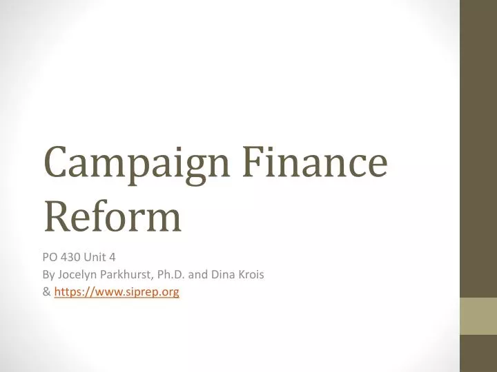 campaign finance reform n.