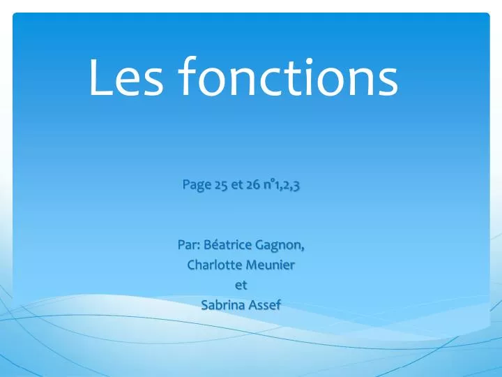PPT - Les fonctions PowerPoint Presentation, free download - ID:3634800
