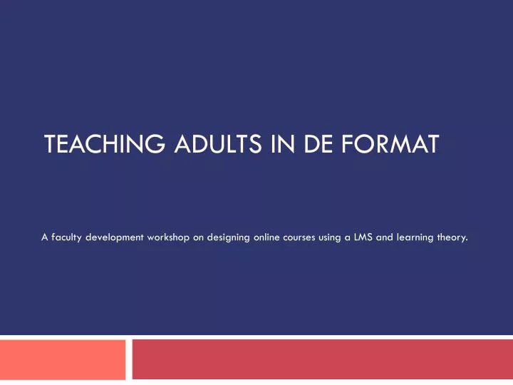 teaching adults in de format n.