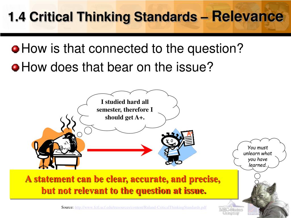 what does standards of critical thinking refer