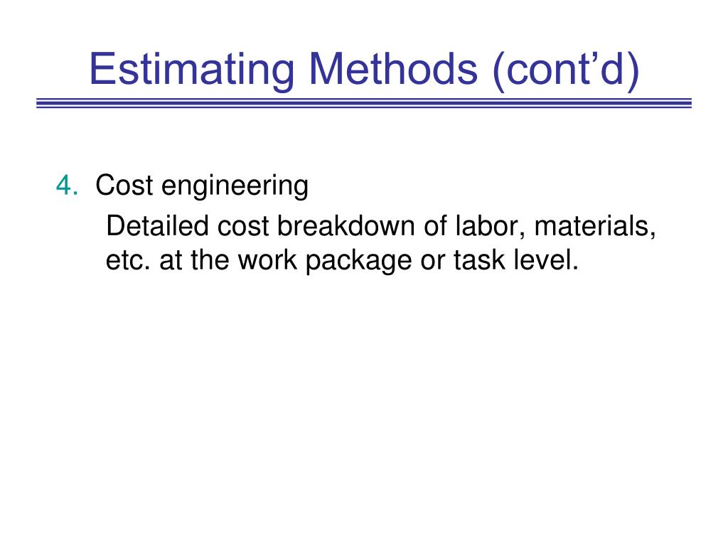 PPT - Chapter 8 Cost Estimating / Budgeting PowerPoint Presentation
