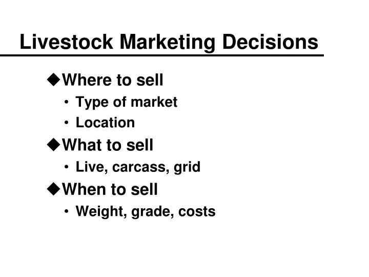 livestock marketing decisions n.