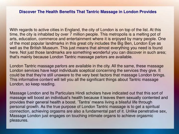 Ppt Discover The Health Benefits That Tantric Massage In London