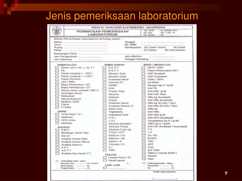 PPT PEMERIKSAAN  LABORATORIUM KLINIK PowerPoint 