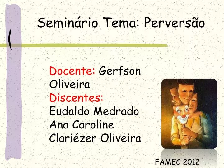 PPT Semin rio Tema Pervers o PowerPoint Presentation Free Download 