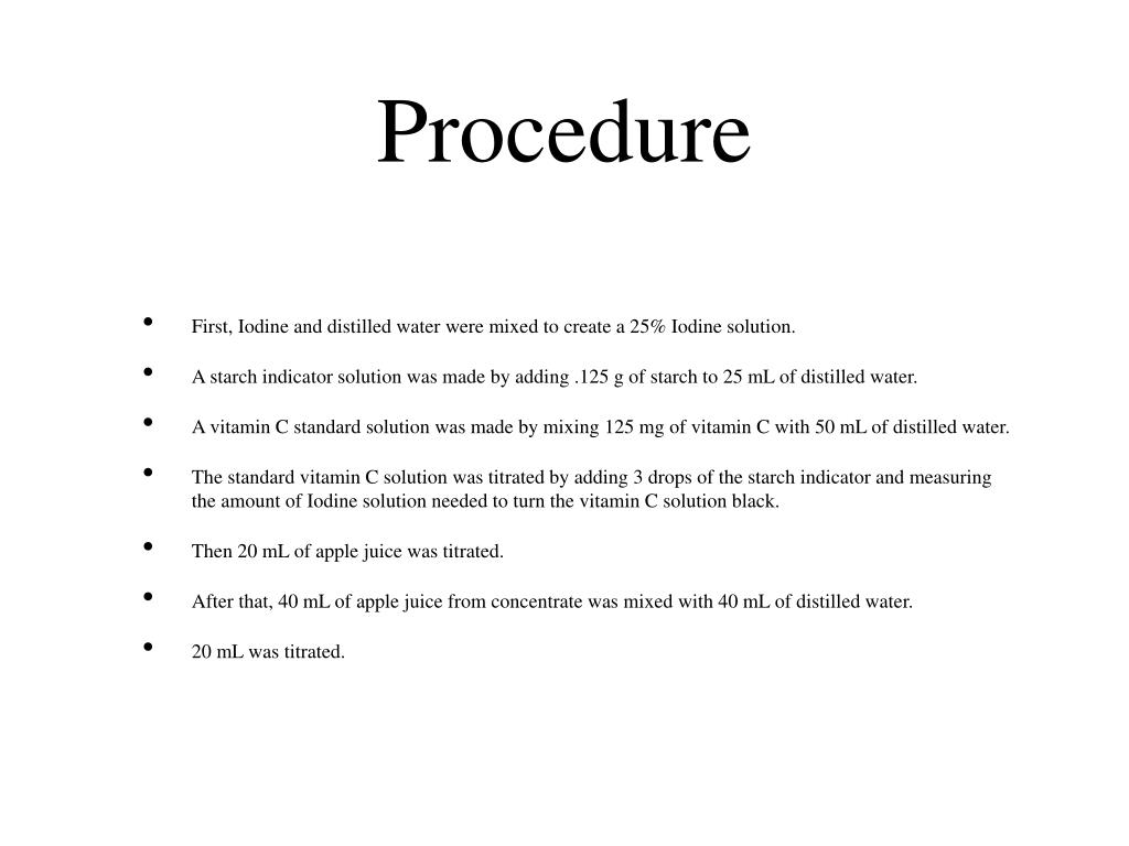 PPT Measuring Amounts of Vitamin C in Apple Juice PowerPoint