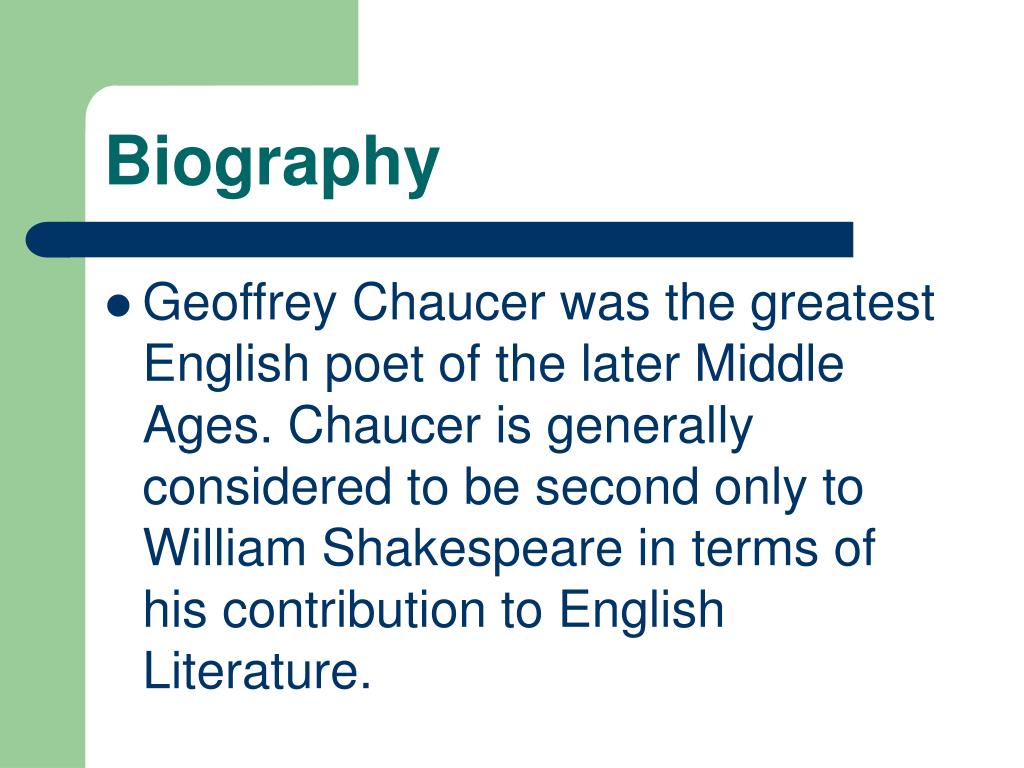 biography of geoffrey chaucer slideshare