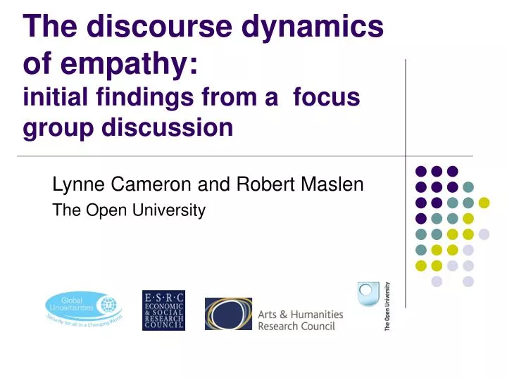 the discourse dynamics of empathy initial findings from a focus group discussion n.