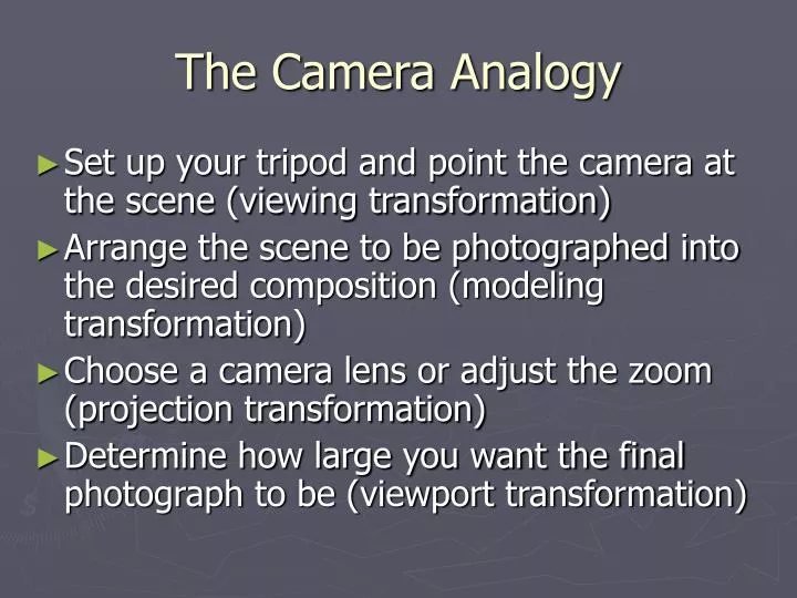 PPT The Camera Analogy PowerPoint Presentation, free download ID