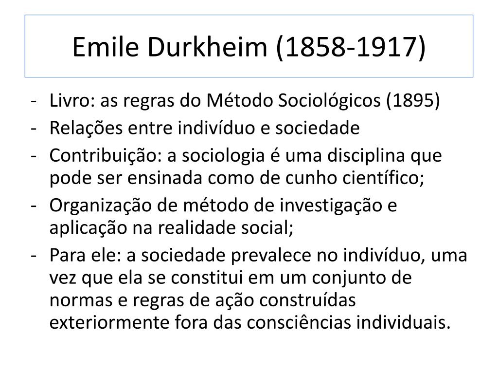 PPT - Emile Durkheim E O Fato Social PowerPoint Presentation, Free ...