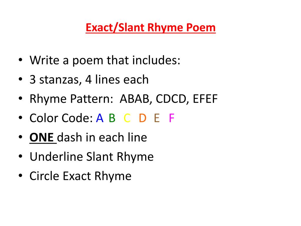 PPT Exact Slant Rhyme Poem PowerPoint Presentation Free Download ID 3645768