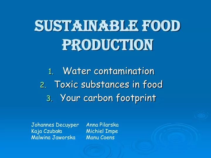 sustainable food production sustainable food production