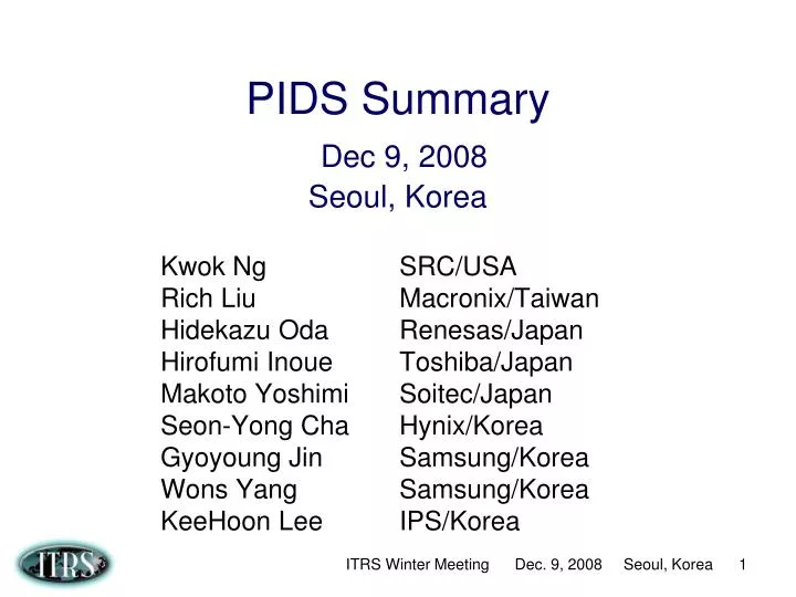 pids summary dec 9 2008 seoul korea n.