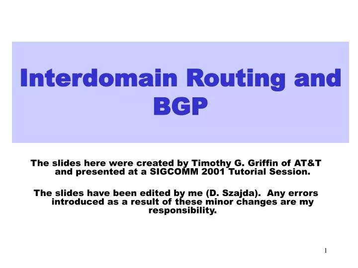 interdomain routing and bgp n.