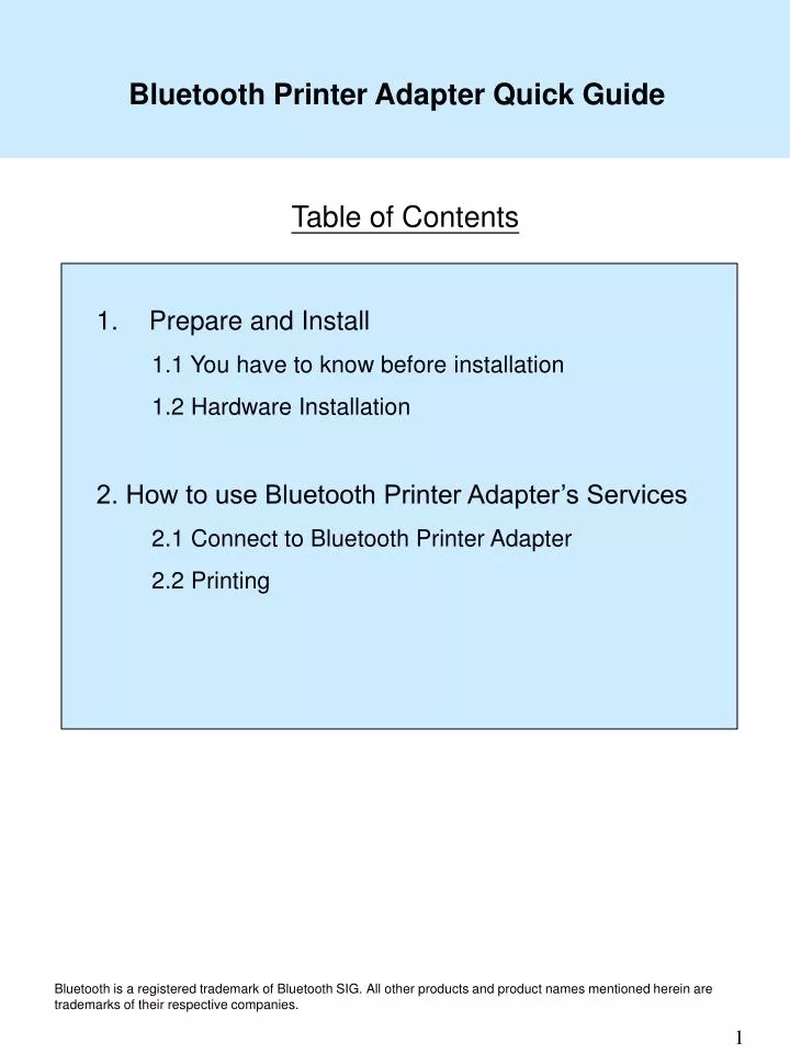 bluetooth printer adapter quick guide n.