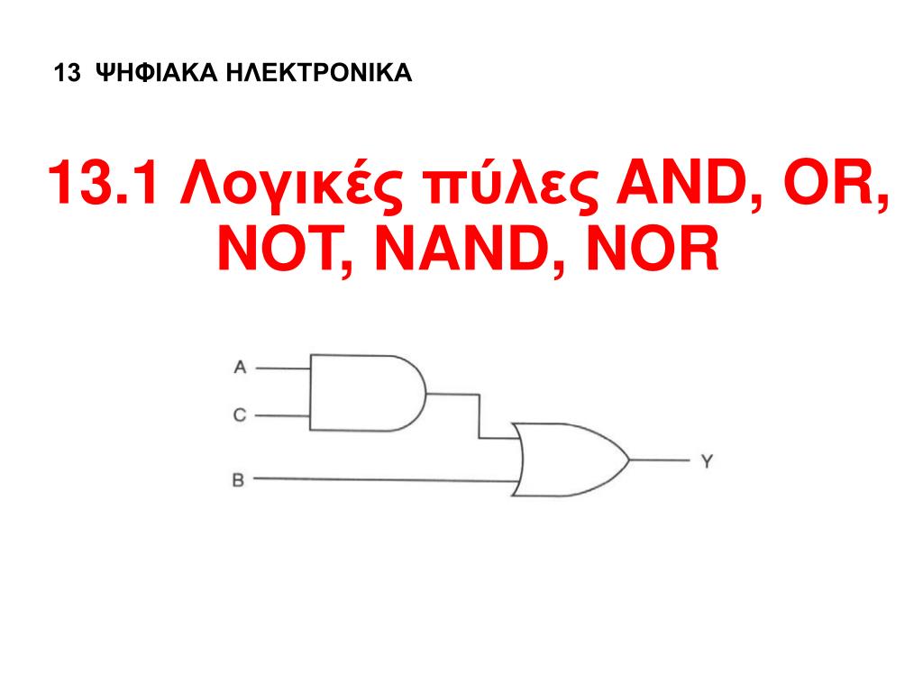 PPT - 13 . 1 Λογικές πύλες AND, OR, NOT, NAND, NOR PowerPoint Presentation  - ID:3647508