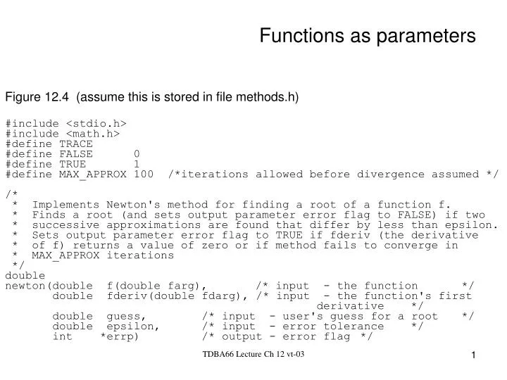 PPT - Functions as parameters PowerPoint Presentation, free download ...