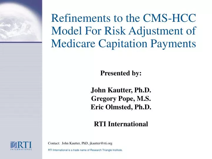 refinements to the cms hcc model for risk adjustment of medicare capitation payments n.