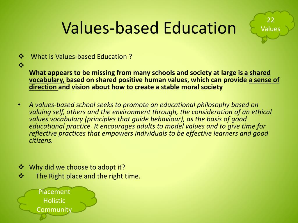 objectives of education values