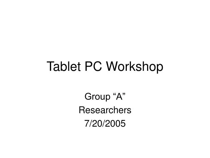 tablet pc workshop n.