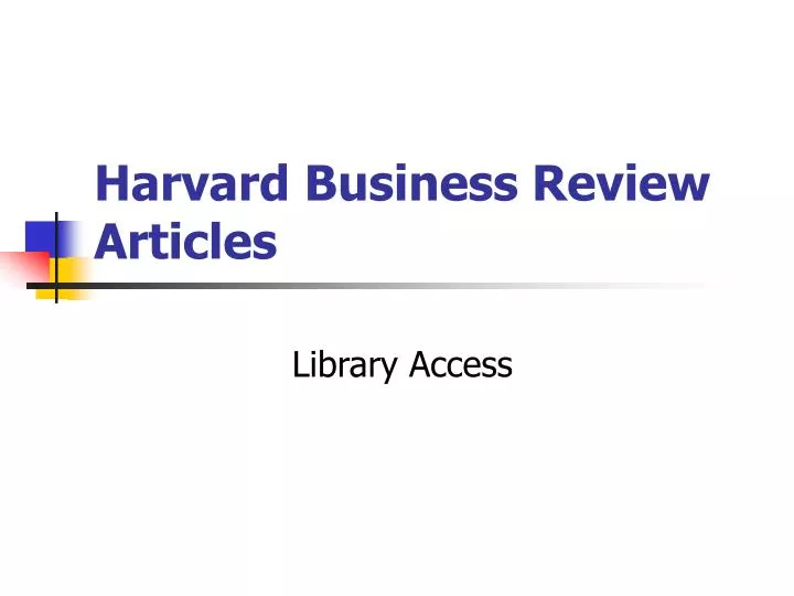 presentation harvard business review