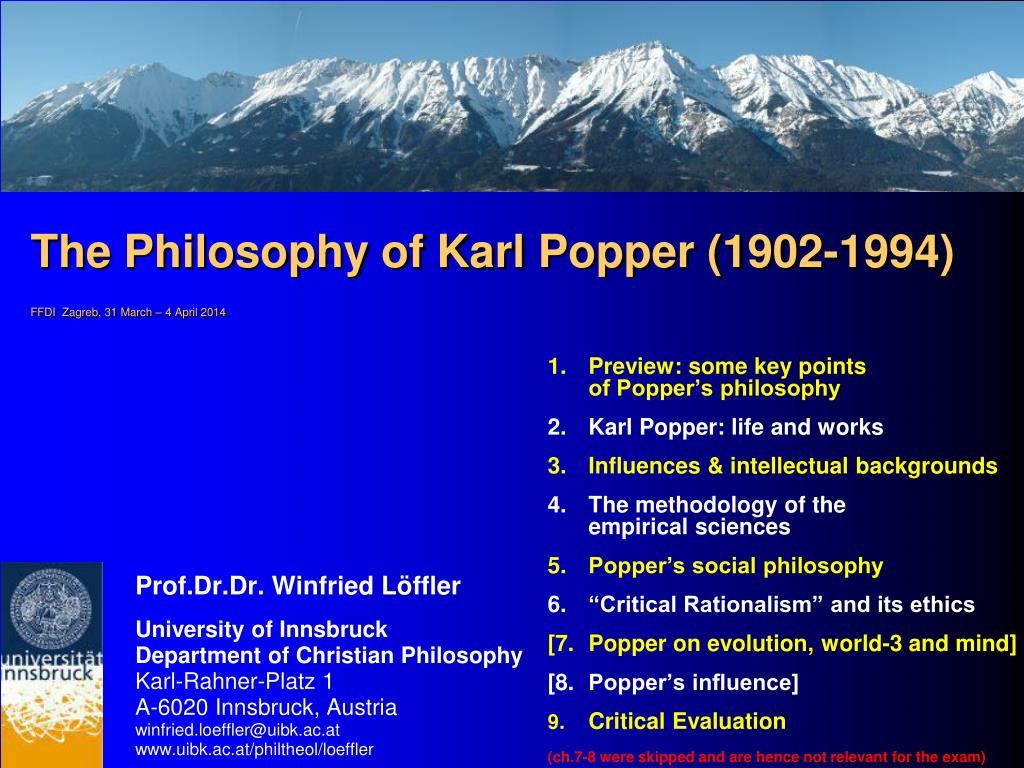 PPT - The Philosophy of Karl Popper (1902-1994) FFDI Zagreb, 31 March – 4  April 2014 PowerPoint Presentation - ID:3650961
