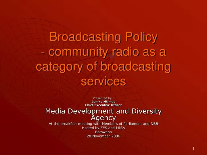 broadcasting policy community radio as a category of broadcasting services n.