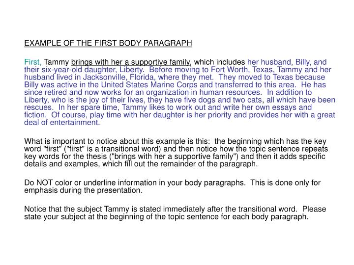 ppt unit 6 writing body paragraphs powerpoint presentation id transition words for first body paragraph
