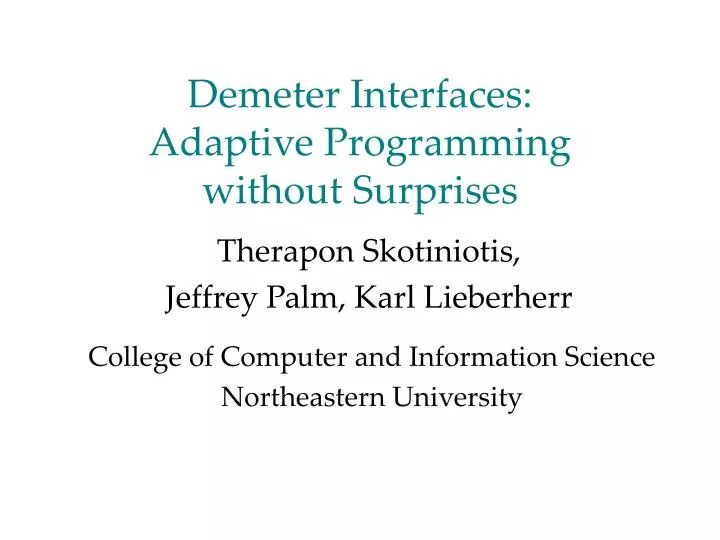 demeter interfaces adaptive programming without surprises n.