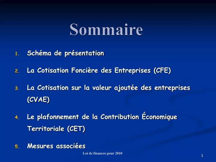 PPT  Sommaire PowerPoint Presentation, free download  ID3660972
