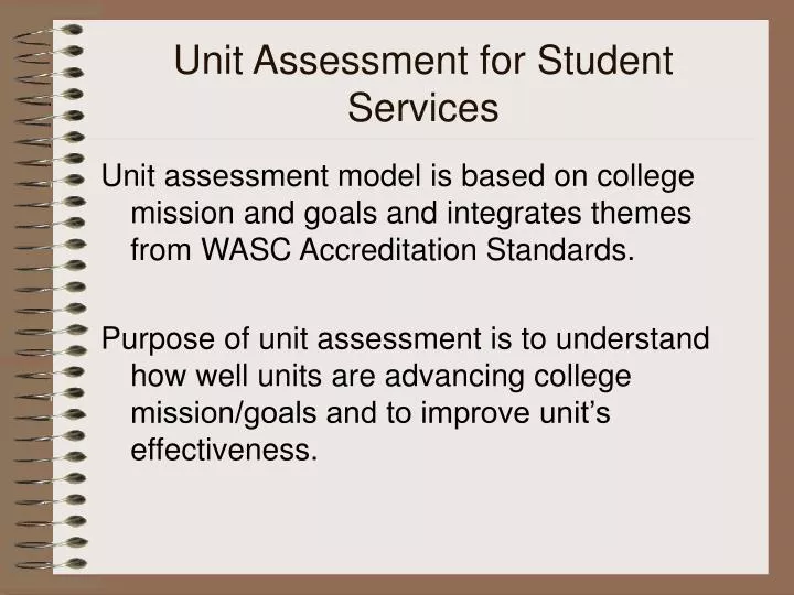unit assessment for student services n.