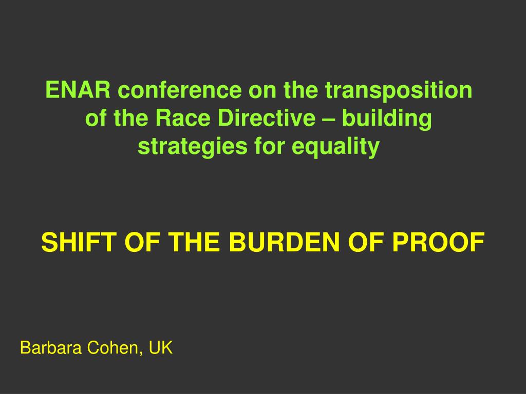 PPT ENAR conference on the transposition of the Race Directive