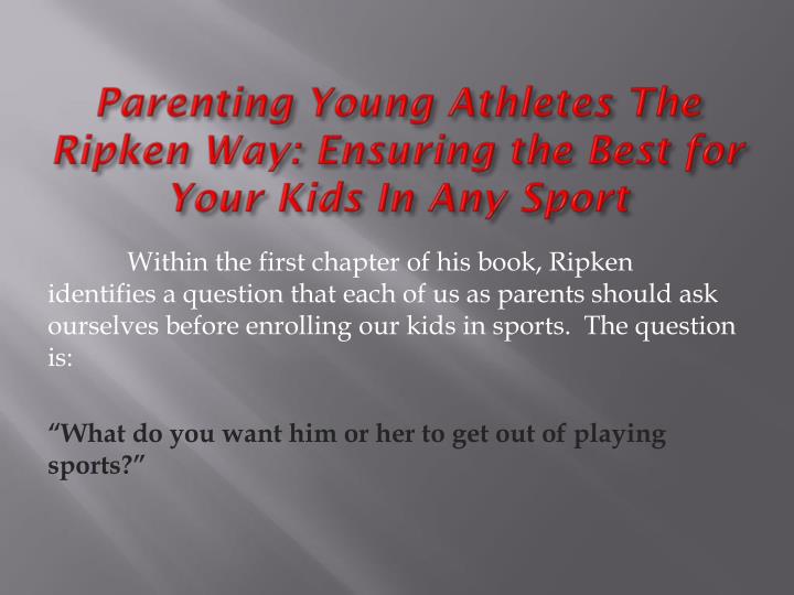 Ppt The Benefits Of Sports For Children Powerpoint Presentation Id 3673460