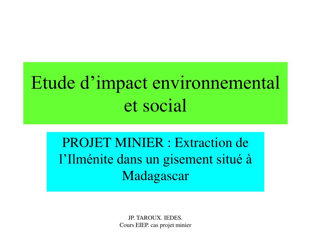 PPT  Etude d’impact environnemental et social PowerPoint Presentation