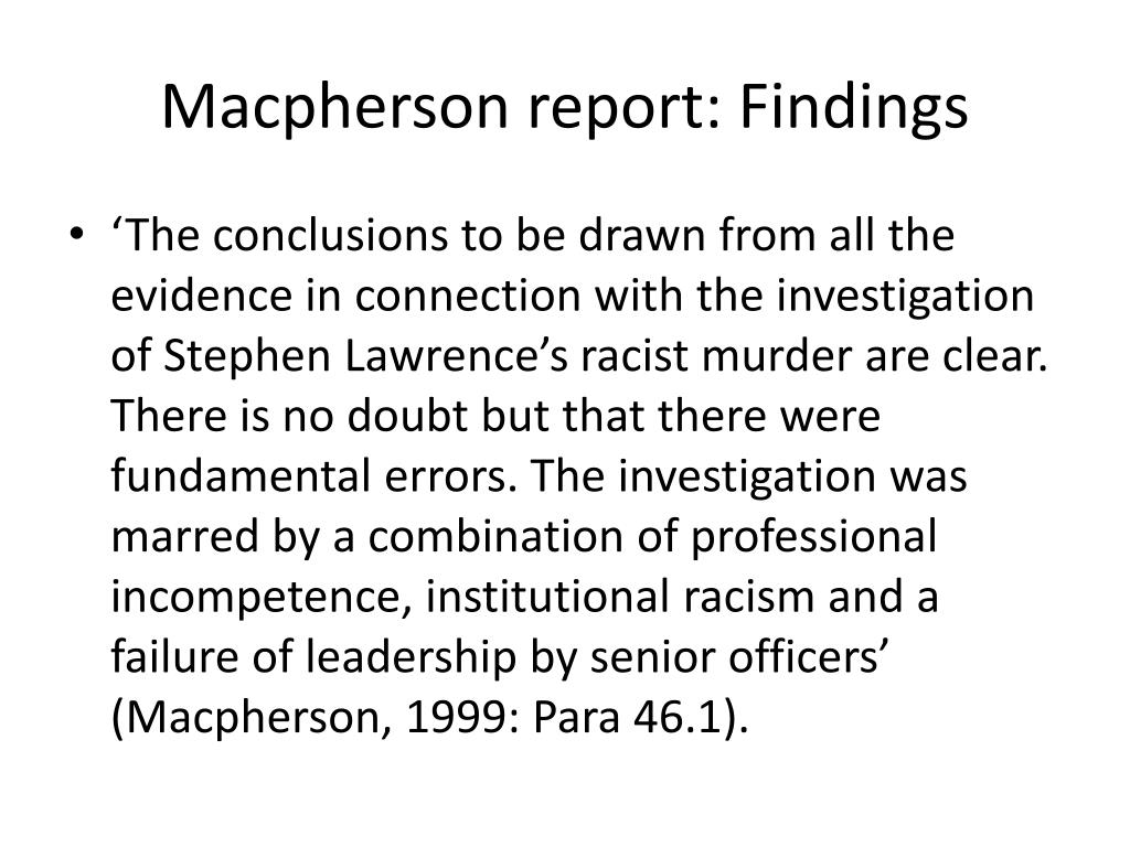 macpherson report essay