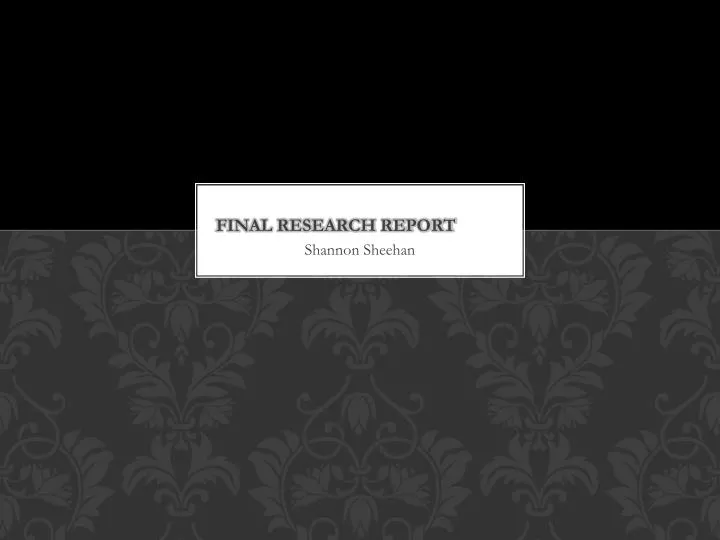the final research report is not mcq