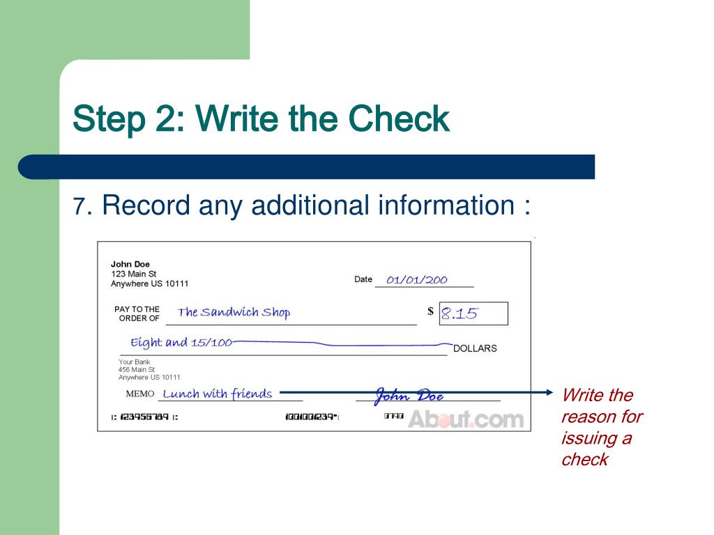 PPT - How to write a Check PowerPoint Presentation, free download