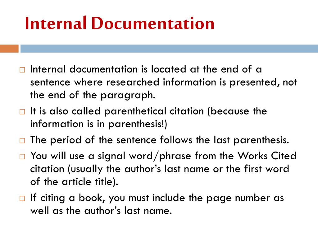 internal documentation for research paper