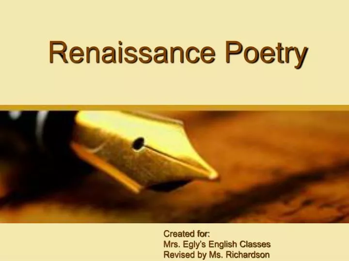 renaissance poetry n.