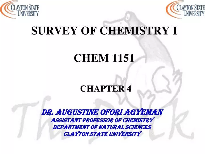 survey of chemistry i chem 1151 chapter 4 n.