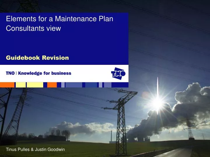 elements for a maintenance plan consultants view n.