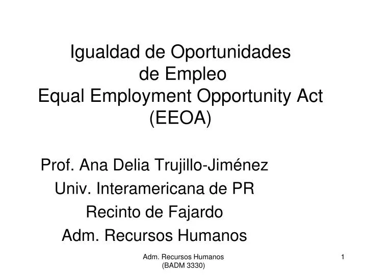 equal employment opportunity act equal employment opportunity act
