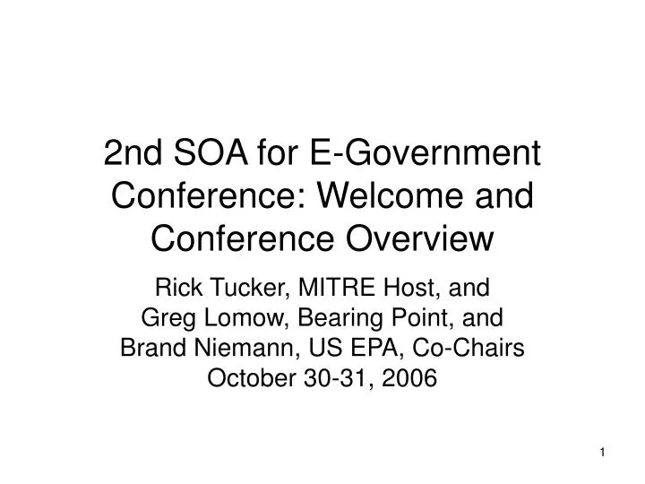 2nd soa for e government conference welcome and conference overview n.