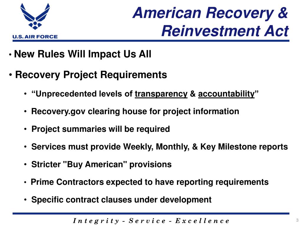 PPT American Recovery & Reinvestment Act PowerPoint Presentation ID
