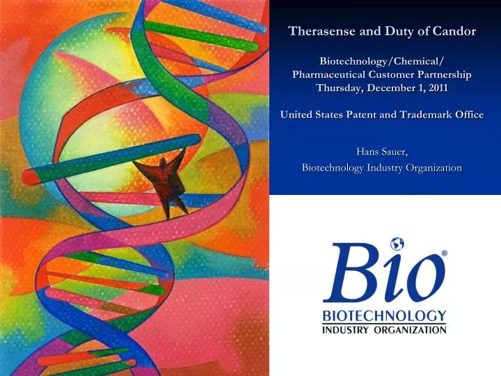 PPT Hans Sauer, Biotechnology Industry Organization PowerPoint