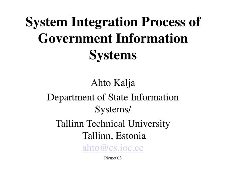 system integration process of government information systems n.